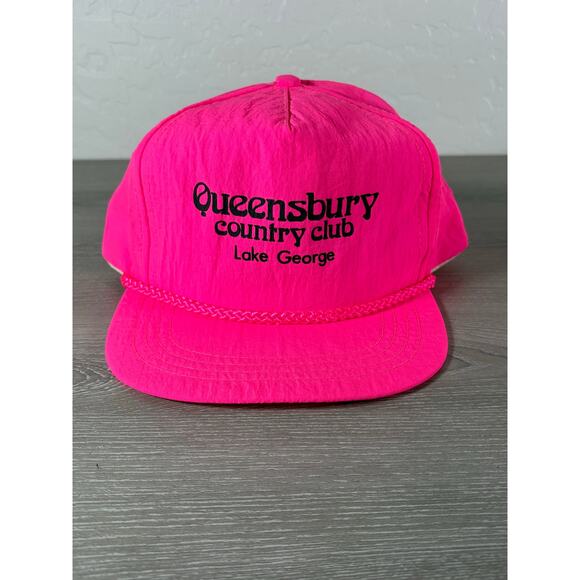 Vintage 80s Neon Pink Snapback Hat – Queensbury Country Club Lake George - Picture 1 of 5